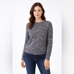 LOFT Women's Blue and Orange Knit Sweater